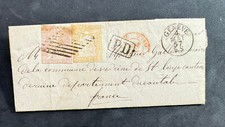 Timbre N°28/29 sur lettre, Suisse, Oblitération Losange, 1857