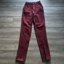 Vtg 80s Rocky Mountain Pants Maroon High Waisted Denim Mom Rockies Jeans 25x36