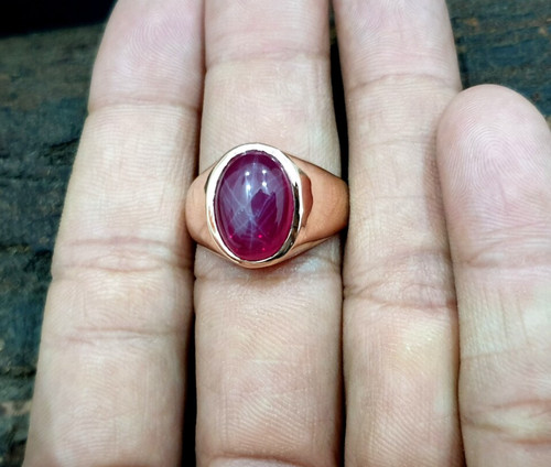 Bague rose étoile - rose, rubis