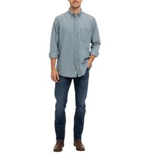 Wrangler Mens Denim Shirt Faded Long Sleeve Relax Fit Pocket Soft Cotton New