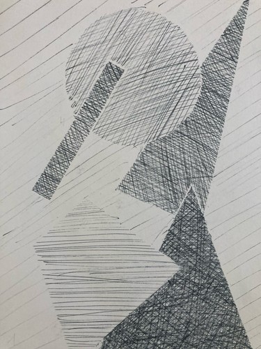 Beau dessin abstrait - abstrait, 1980
