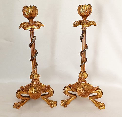 Bougeoirs bronze doré - 2,