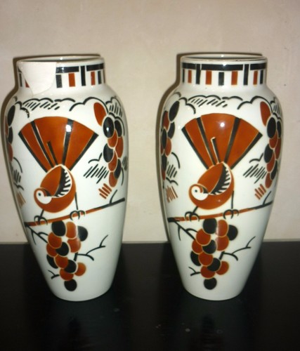Paire ancien vase faience - d'ancien,