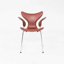 2022 Arne Jacobsen for Fritz Hansen Lily Arm Chair in Chestnut Grace Leather