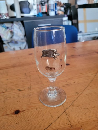 Verres pied décor etain - à,
