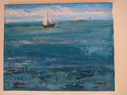 Peinture signée marine - , mer