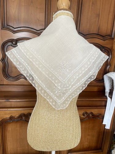 Fichu mariage ancien linon - de,