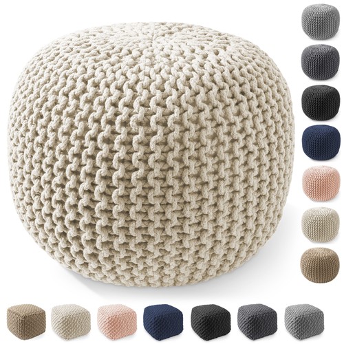 Cotton pouf ottomans knit - pouf,