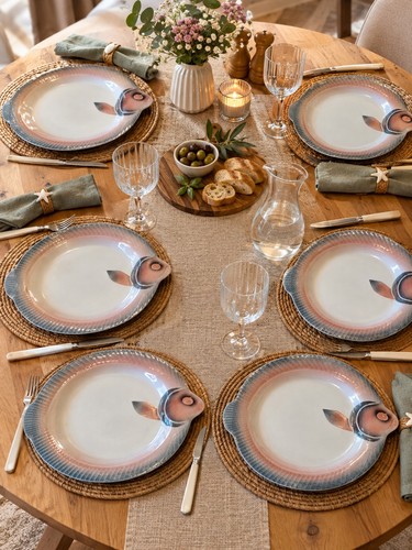 Six assiettes poisson - six, en