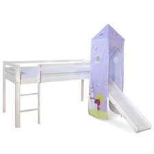 Lit Enfant Superposé Mezzanine 90x200 cm Tour Toboggan Bois Blanc Homestyle4u
