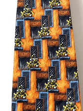 Cravate 100% Soie Ermenegildo zegna Motif Fenêtre Fleur Excellent état L=9,3cm