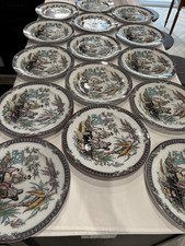 ANTIQUE PEKIN 1862-1876 BEECH & HANCOCK BLACK SWAN PORCELAIN PLATE 10 3/16”