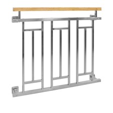 Garde-corps balcon française argenté aspect bois 100x90 cm en acier inoxydable