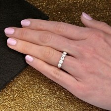 Bracelet de mariage diamant 4 mm coupe ronde 1,25 ct or blanc 18 carats créé ...