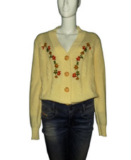 gilet vintage crème / jaune  motifs fleurs Taille : 38 / 40