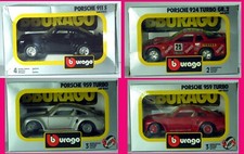 PORSCHE 911 924 959 LOT DE 4 MINIATURES 1/24 BURAGO DIECAST