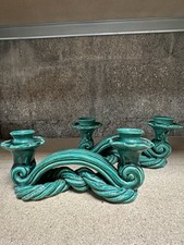 Pair Vallauris Massier Ceramic Braid Candle Holder Candle Holder