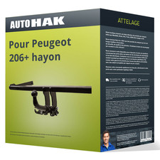Attelage pour Peugeot 206+ hayon 2009 - à ce jour démontable sans outil Auto Hak