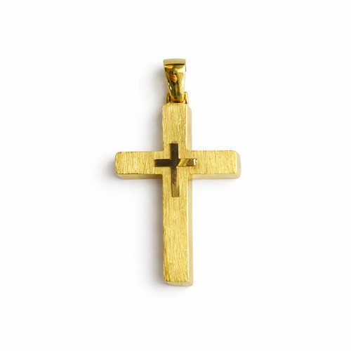 Pendentif croix gravé - or, 9
