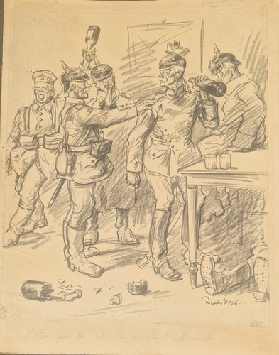 Dessin original fusain - , signé