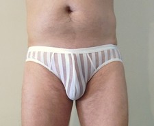 Slip homme à rayures blanc