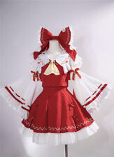 TouHou Project Hakurei Reimu Cosplay Maid Dress Women Costume Girl Red Outfit