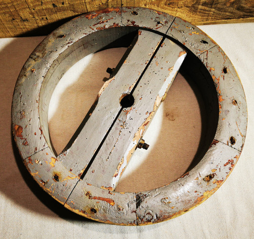 Ancienne roue bois poulie - en,