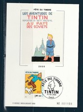 carte  1er jour  journée fête du timbre  Tintin   75  Paris  2000