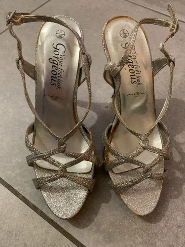 Chaussures talons argentés - talons,