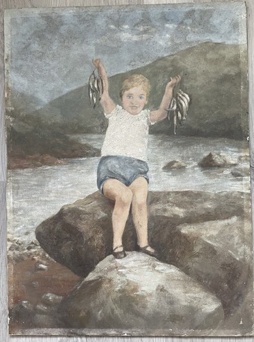 Tableau ancien huile panneau - tableau,