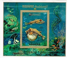 Manama Fauna Marine Life Tropical Fish Souvenire Sheet 1971