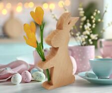 Lapin en bois massif Porte-fleurs en hêtre massif huilé Décoration de Pâques