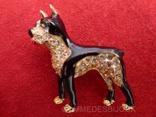 Broche "Boxer Chien" doré Noir Voisin Dogue Allemand - Bijoux Vintage Sphinx