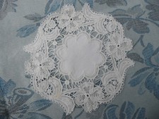 napperon rond  ancien en lin 