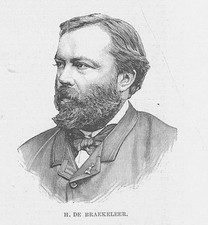 HENRI DE BRAEKELEER Belgian Painter - Antique Print 1888