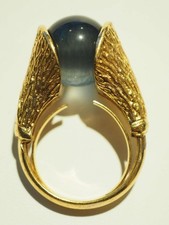 BAGUE VINTAGE TRIFARI PLAQUE OR RING T53