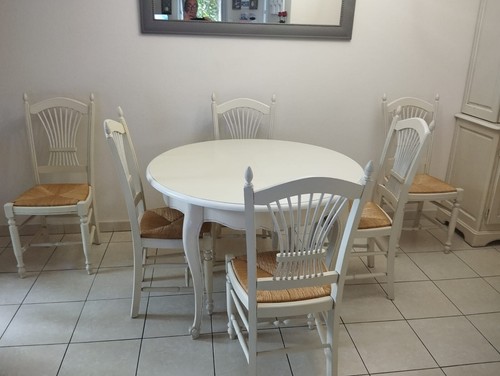 Table ronde bois - en, peint