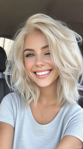 Platinum blond wigs - blond, wavy