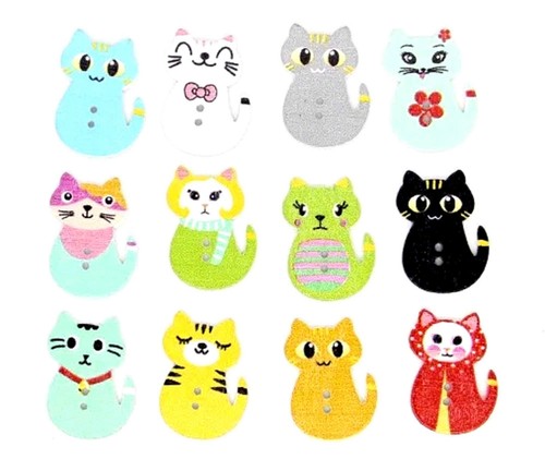 Lot boutons bois chat - boutons,