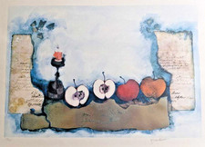 Rosina Wachtmeister Apples 1995 Lithograph Silver foil fine art print Verkerke