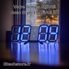 Horloge numérique 3D LED pour chambre/salon, affichage température, date, heure