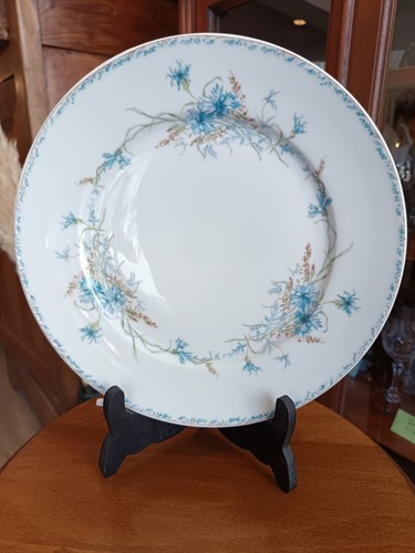 Assiette plate fleurs bleues