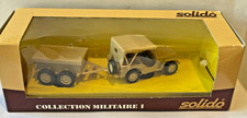 SOLIDO MILITAIRE 1 1/43 JEEP WILLYS REMORQUE QUATRE ROUES CAMOUFLAGE SABLE C91