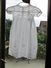 Antique 1930-50 Hand Embroidered Organdi Baptism Dress