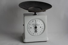 Antique Merkur Germany Cast Iron & Enamel Kitchen Scale (69876)