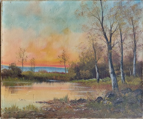 Tableau ancien huile - sur, toile