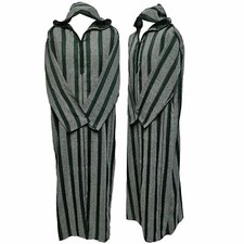 Homme Vert Foncé Rayé Marocain Capuche Manches Longues Coton Thobe Juba Djellaba