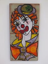 + Vintage Clown Enamelled Plaid Decorative Panel, Vallauris La Grange +