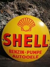 Plaque émaillée SHELL Enamel Sign no Essolube Yacco Mobiloil Veedol Antar