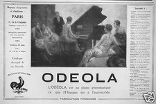 PUBLICITÉ ODEOLA PIANO PNEUMATIQUE MUSIQUE PERFOREE - JE CHANTE ET TIENS BON
